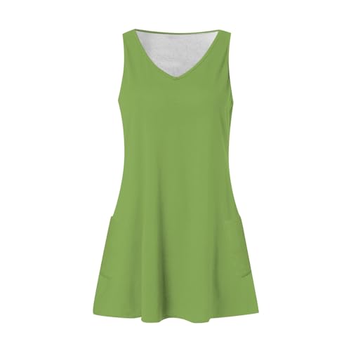 Image of Summer Dresses for Women 2026 Casual V Neck Sleeveless Sundresses Boho Beach Tank Dresses with Pockets