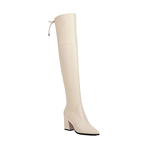 Cuissardes pour femmes HHRFCS en noir taille 39 avec talons épais de 7,5 cm
