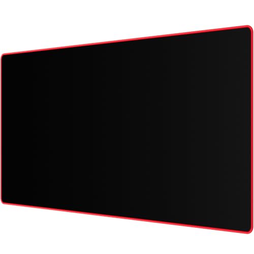 Image of JIALONG Large Gaming Mouse Pad, Extended Mousepad with Red Stitched Edges, XXL Desk Mouse Mat, Big Computer Keyboard Pad for Gaming and Office, 35.4 x 15.7 inches
