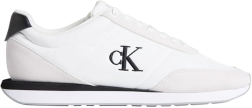 Calvin Klein Runner Sneaker Hombre Retro Mix con Logotipo, Blanco...