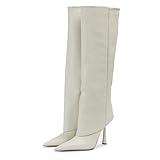 Altura del tacón: botas largas de tacón de aguja de 10 cm, altura de la caña: 17 pulgadas, circunferencia de la caña: 15.5 pulgadas