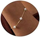 Sewyer Dainty Pearl Link Chain Bracelet for Women 14K Gold Filled Three Freshwater Pearl Culture Bracelet Handmade Pearl Wedding Jewelry Bridesmaids Gift