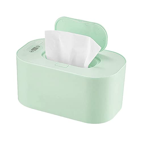 Calentador de toallitas húmedas para bebé, dispensador portátil de gran capacidad, 40-60 ° C, caja de calefacción de pañales ajustable de pantalla LED (verde)