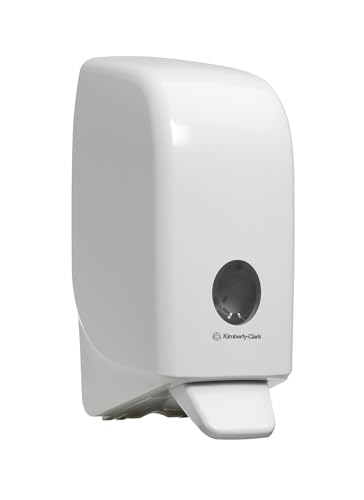 Aquarius Hand Wash Dispenser 6948 – White Wall-Mounted Soap Dispenser for 1 Litre Refills – Hygienic Design, Easy-Clean Surface, Ideal for Workplace Washrooms – 1 x Plastic Dispenser