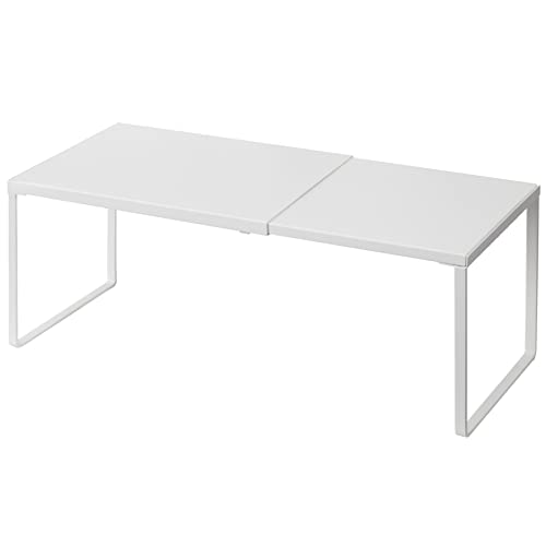Nxconsu Cabinet Shelf Expandable Organizer Riser Rack for Kitchen Pantry Cupboard Under Sink Countertop Home Organization Extra Storage Space Saver Heavy Duty Metal Edgeless Design White by Nxconsu - Used condition - US$30.13