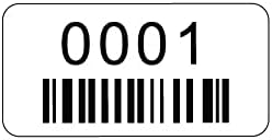 NapTags Pre-Printed Consecutively Numbered Labels with Barcode for Warehouse Organization, Inventory Tracking, 2 inches x 1 inch, 1/8 inch Rounded Corners, White Vinyl with Matte Laminate 0001-0250
