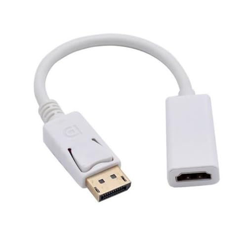 Visiodirect Adaptateur Display Port Mâle vers HDMI Femelle Câble Convertisseur Full HD Blanc