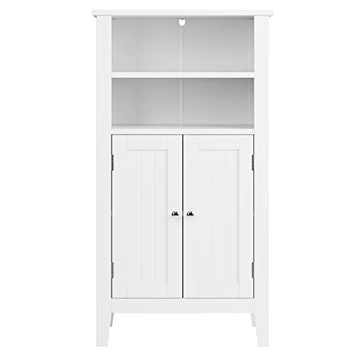 Fotosok Bathroom Storage Cabinet, Floor Storage Cabinet With 2 Doors And Shelves For Living Room, Bedroom, Kitchen And Office, White #TOP6