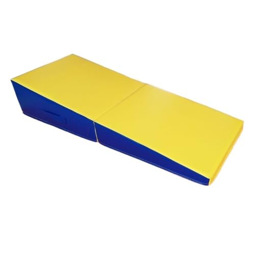 Rygcrud Gymnastics Mat, Incline Mat, Tumbling Mat with Handle, Folding Indoor/Outdoor Exercise Mat for Home Play/Training, Gift (Color : Yellow, Size : 150x80x40cm)
