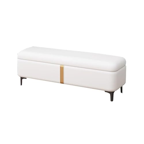 Coffre de rangement chic en cuir blanc de 60cm de long - 2