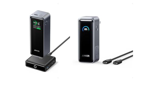 Anker Prime Power Bank, 9,600mAh Battery Pack with 65W Output, Built-in AC Plug Prime 27,650mAh Power Bank (250W) with 100W Charging Base, 3-Port Portable Charger, Smart App