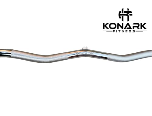 Image of Konark Fitness Premium 28mm (4 Feet EZ Curling) Solid Steel Gym Barbell Rod Anti-Slip Grip, Chrome Plated Weightlifting Bar for Home Commercial Gym Durable Workout Bar for Strength Training