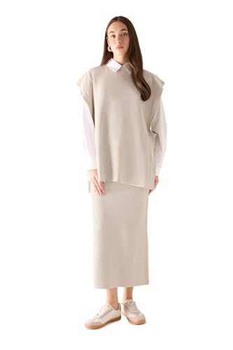 Regular Fit Basic Düz Maxi Siyah Triko Etek Gri Std