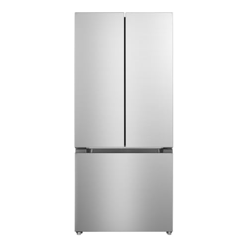 Image of Verona 30 inch Freestanding French Door Refrigerator with 18.2 cu. ft. Capacity, Automatic Ice Maker, Recessed Handle in Stainless Steel Look