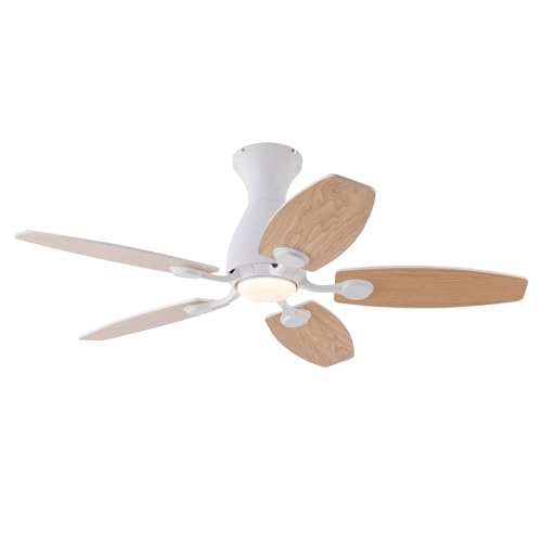GWOalseO Ventilador de techo con colores de luz ajustables y control del viento de 6 velocidades, mando a distancia incluido, ideal para habitaciones y salas de estar