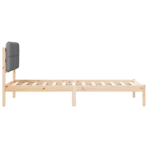 Gecheer Bettgestell mit gepolstertem Kopfteil Hellgrau 90 x 190 cm, Bettrahmen Holzbett Doppelbett für Wohnungen Schlafzimmer Gästehaus878014 – Bild 6