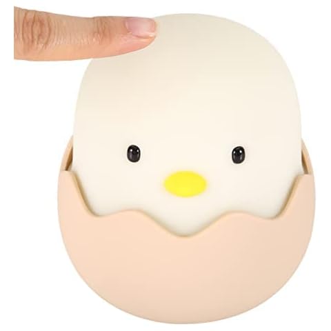 Jadeshay Lampara de Mesita de Noche Lampara Led, Linda Forma de Pollito USB Silicona Luz Nocturna Infantil Recargable Táctil Regulable Cover