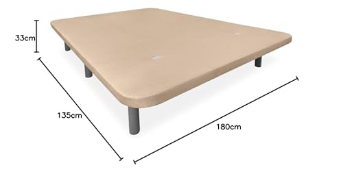 Miniatura 2 de Somnia Descanso - Base Tapizada 3d Extra Reforzada, Resistente Y Robusta, Con Barras De Refuerzo Y 6 Patas Metálicas Roscadas De 25cm, 135x180, Beige