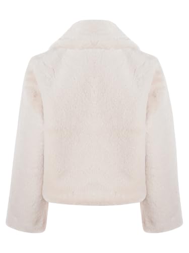 Kids Girls Faux Fur Bolero Coat Turn Down Collar Long Sleeve Cardigan Crop Top Coat Casual Thermal Outerwear2