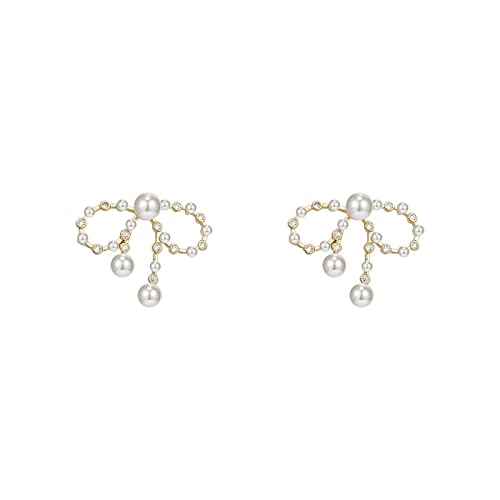 Boucles d'oreilles vintage nœud perles pour femme bijoux de mariage tendance