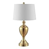 SAFAVIEH Lighting Collection Poppy Modern Contemporary Brass Iron 28-inch Bedroom Living Room Home Office Desk Nightstand Table Lamp (LED Bulb Included)