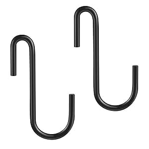 Black Metal C Hooks, Stainless Steel, Square Shape, 6 Pack, Hanging Mount, Painted Finish, 8cm Length-image-37