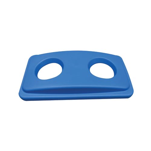 FSE PLTC023RC Recycling Container Lid, Rectangular, for Bottles & cans (2-Holes), Secure snap-on, Plastic, Blue (for PLTC023R)