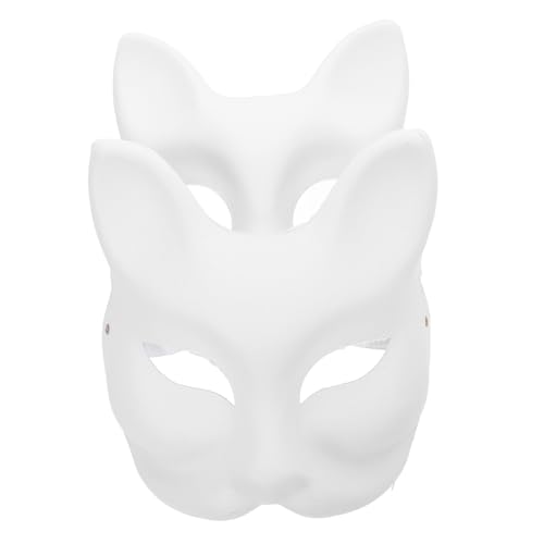 HOOTNEE 2pcs Blank Mask Fox Paws Fox Blank Mask Foxy Plush Faux Unpainted Riddler Halloween Cat Faux Cosplay Masquerade Cosplay Masquerade Stickers Wolf Diy Supply White Paper -  1U0G0254D96146MAH
