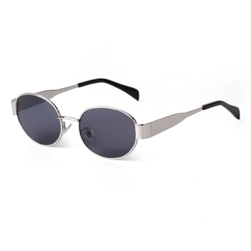 ADE WU Retro Oval Sunglasses for Women Men Treny Designer Sun Glasses in Metal Frame