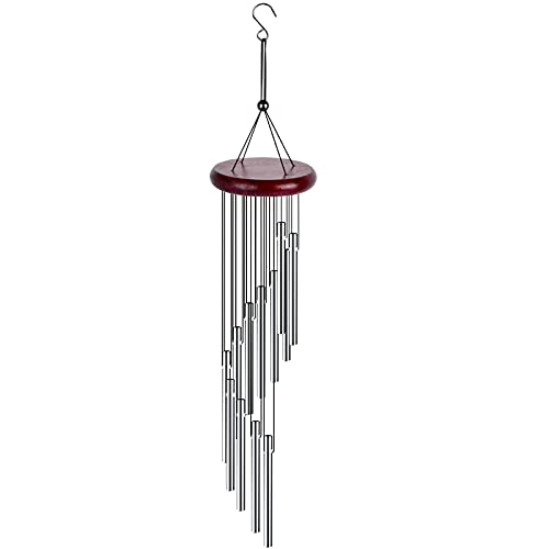 Carillon Vento, Campanelli Eolici, Scacciapensieri da Esterno con 12 Tubi in Alluminio, Sonaglio a Vento Metallo con Gancio S, per Decorazioni Giardino, Casa, Albero, Terrazzo Decorazioni