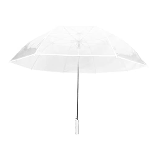 SMATI Big Clear Umbrella - White border wedding - resistant to wind - Extra Large, White, One Size, Stick umbrella