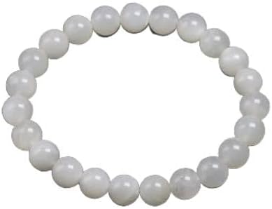 White Moonstone Bracelet Suitable for Women Men Bracelet (Gem Color : Beads 10mm, Length : 24cm 9.5inch)