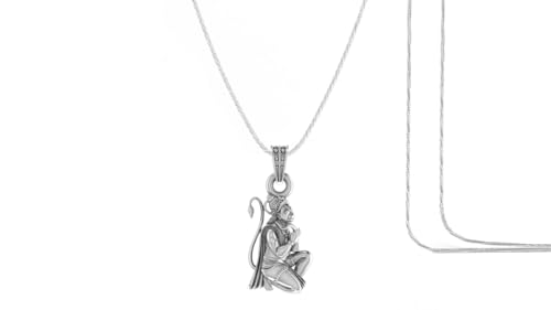 Pendentif Hanuman en argent pur avec chaîne corde de 55,9 cm pour homme et femme