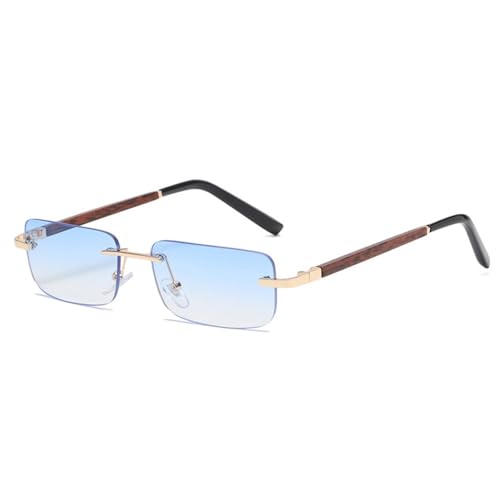 Lunettes de soleil sans monture bleu rectangle LVTFCO