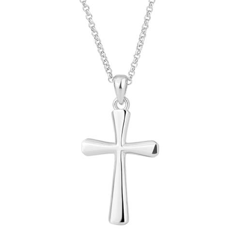 JYNVO Colgante Hombre 1 Collar Hombre Cruz en Acero Titánico - Blanco Oro (Adecuado para el Quotidiano, Estilo Minimalista, Uso por Hombres)