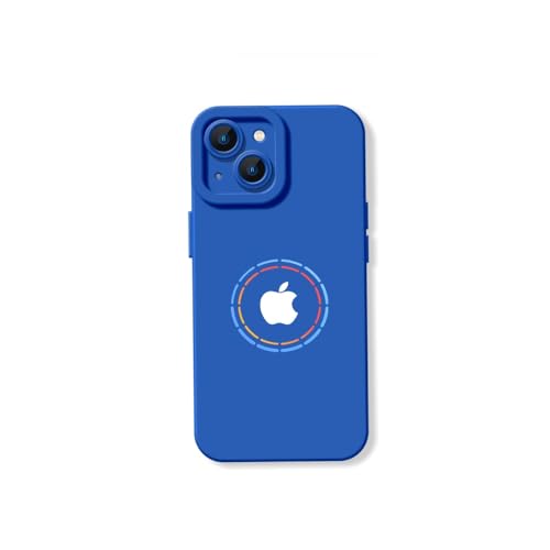 Image of Vibrant Aura Logo Silicone Back Case Cover for Apple iPhone Series - iPhone 13, Blue