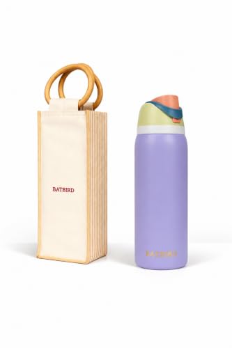 Image of Stainless Steel Water Bottle 32 oz with Flip Lid and Carry Loop (Purple, 960 ml)