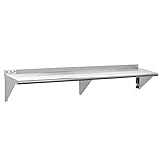 Hally Stainless Steel Shelf 12 x 72 Inches 345 lb, NSF Commercial Wall Mount Floating Shelving for Restaurant, Kitchen, Home and Hotel