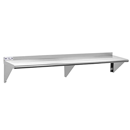 Image of Hally Stainless Steel Shelf 12 x 72 Inches 345 lb, NSF Commercial Wall Mount Floating Shelving for Restaurant, Kitchen, Home and Hotel