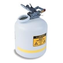 JUSTRITE MANUFACTURING 12754 Polyethylene Safety Can for Liquid Disposal, Stainless Steel Hardware, Flame Arrester, 5 gal Capacity, 20" H x 12" O.D, White