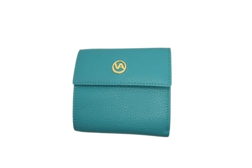 Made in Italy Purse Vera Pelle womens wallet 6 cards + ID + Coins Cell Italian Leather (Aqua)3