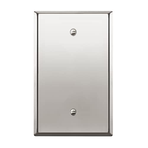 Image of LIDER Blank Metal Wall Plate, Stainless Steel Blank Outlet Cover, Corrosion Resistant, Mid-Size 1-Gang 4.88 inch x 3.11 inch, 201 Stainless Steel, LMWP-01M-PC, Polished Chrome