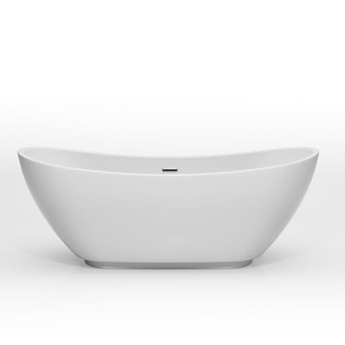 Image of Empava 69 inch Freestanding Tub, Acrylic Contemporary Soaking White Tub with Drain and Overflow