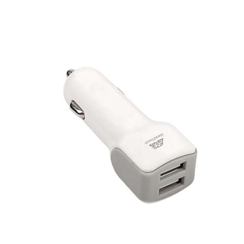 Image of 15W Dual Port Fast Smart Car Charger with Super Fast Charging Technology Compatible with iPhone X /Xr /Xs /Max /8 /7 /Plus, Vivo, Oppo, Samsung Galaxy & All Other Mobile Phones (White)