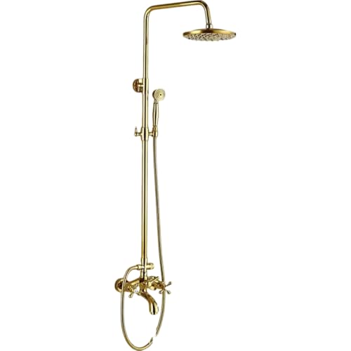 Robinetterie de douche dorée 3 voies avec ciel de pluie pour créer une ambiance spa à la maison