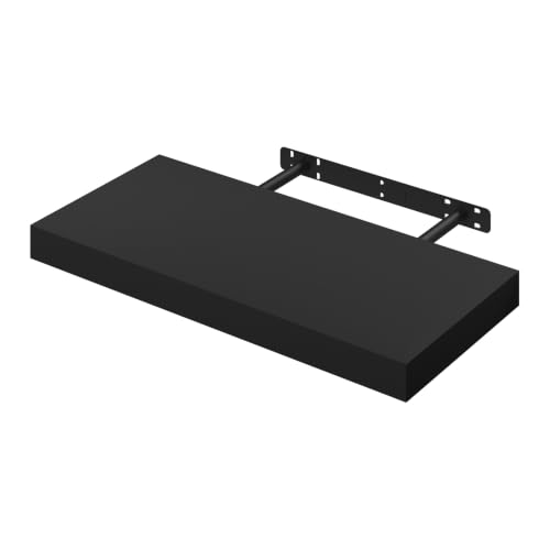 WOLTU Wandregal Wandboard Bücherregal Regale für Deko Wandablagen aus MDF Holz Hängeregal Schwarz 50x22.9x3.8cm RG9368sz