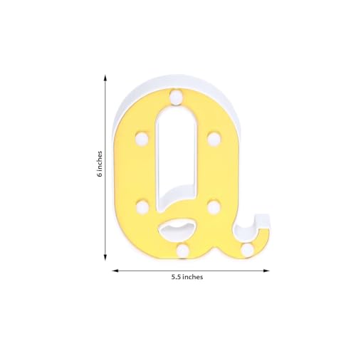 Image of Efavormart 6 inch Gold Marquee Letter Q, Mirror Front Warm White LED Light Up 3D Sign, Battery Operated 72H Glow for Wedding Party & Wall Decor