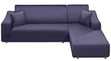 NAISI Sectional Couch Cover L Shape 2 Pieces Sofa Cover Soft Stretch Slipcovers with 2pcs Pillowcase