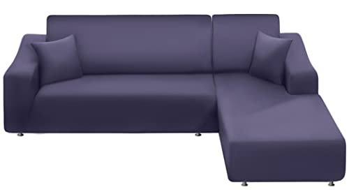 Naisi Sectional Couch Cover L Shape 2 Pieces Sofa Cover Soft Stretch Slipcovers With 2Pcs Pillowcases Furniture Protector Couch Covers 3 Seater + 3 Seater(Purple) #TOP16