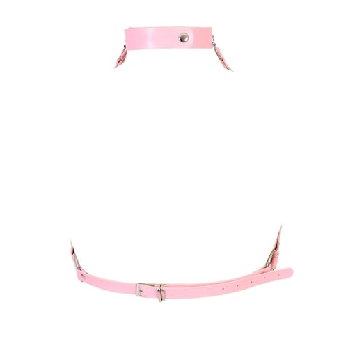 Punk Pink Leather Harness Women Fashion Goth Top Harness Belt Body Bondage Chest Straps Sexy Lingerie (Color : PG0384, Size : One Size)4